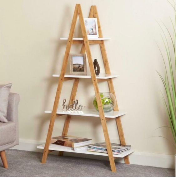 A Shape Wood Ladder Stand/Shelves