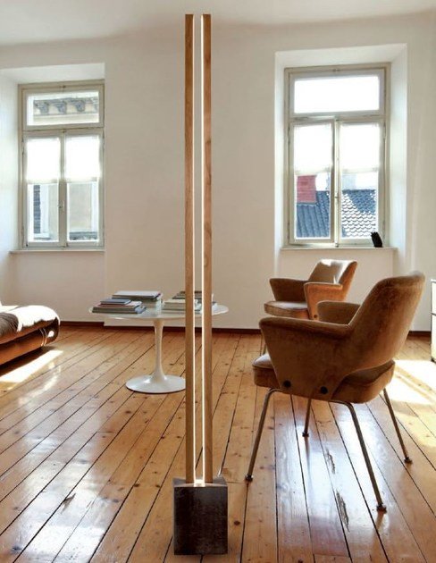 Linear Teak Wood Corner floor Lamp