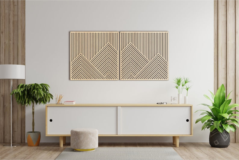 Square Abstract Wooden Wall Art Decor