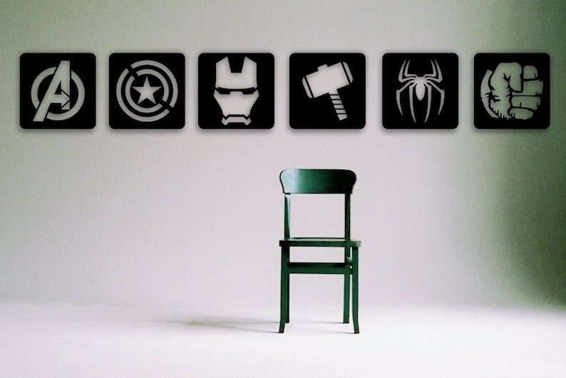 Avengers Wall Decor Set of 6, Superhero Logos (12 Inches)
