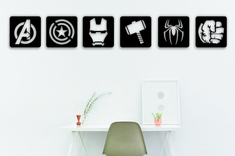 Avengers Wall Decor Set of 6, Superhero Logos (24 Inches)
