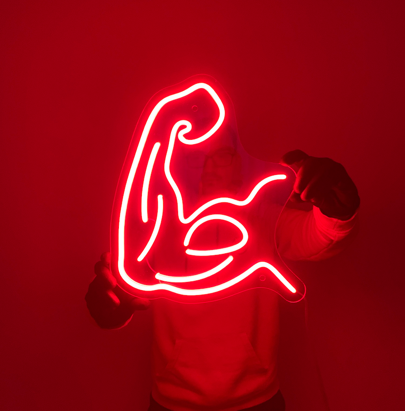 Muscle Neon Sign for Gym, Wall Sign, Neon Lights
