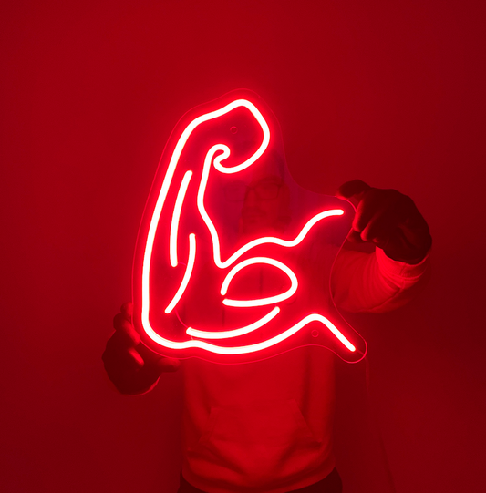 Muscle Neon Sign for Gym, Wall Sign, Neon Lights (Set of 2)