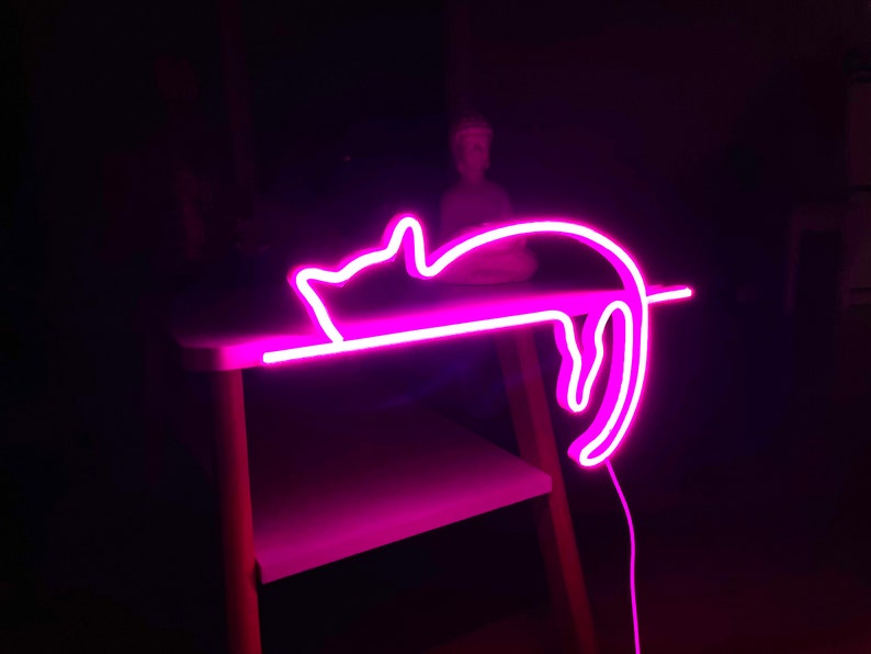 Cat Neon Sign, Decor Neon Light Wall Art Signs