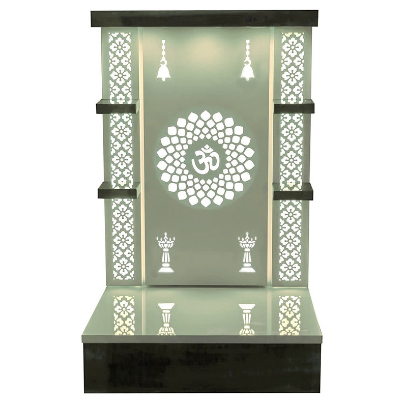 Pooja Mandir Wooden Temple White LED Light for Home and Office