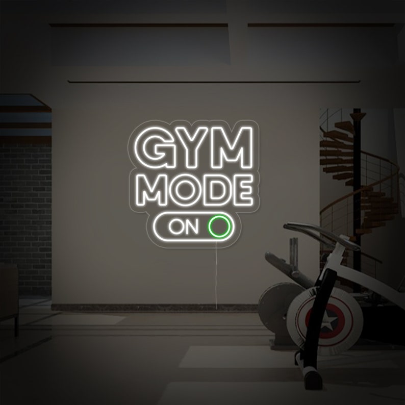 Gym Mode On Fitness Neon Sign, Gym Fitness Workout Decor