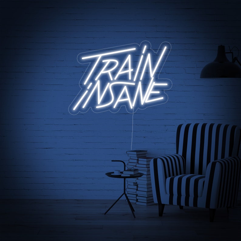 Train Insane Fitness Neon Sign, Gym Fitness Workout Decor