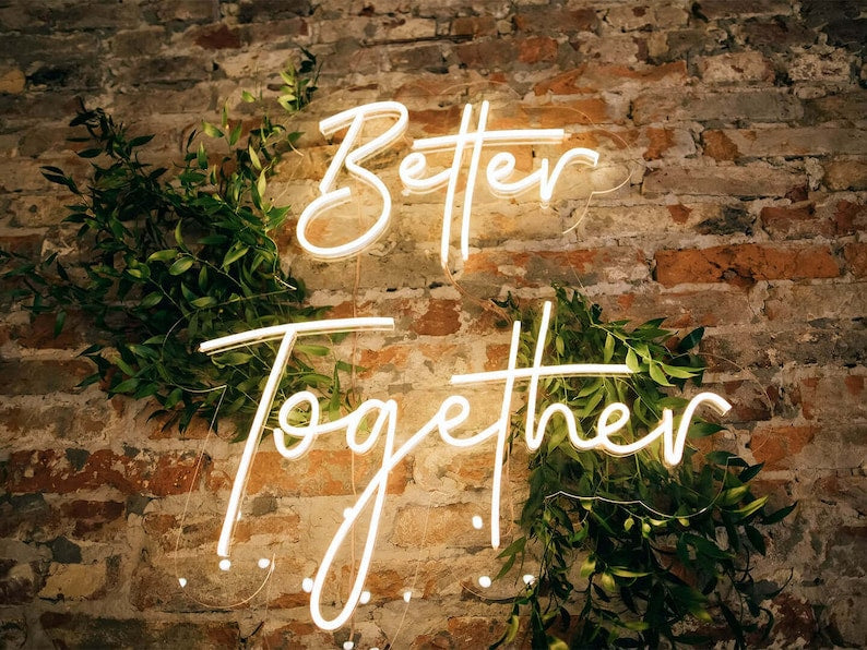 Better Together Neon Sign Wall Decor Home Decor Led Neon Sign Wedding Neon Sign