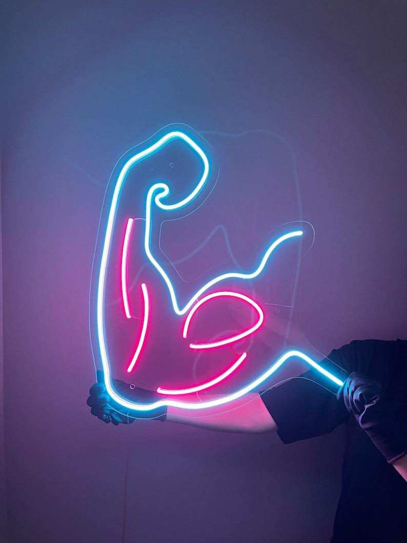 Muscle Neon Sign for Gym, Wall Sign, Neon Lights (Set of 2)
