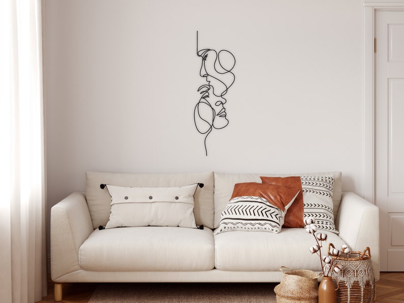 Metal Wall Art Decor, Love Line Art ,Home Decoration, Metal Wall Art, Minimalist Art, Line Art Decor (30×10)