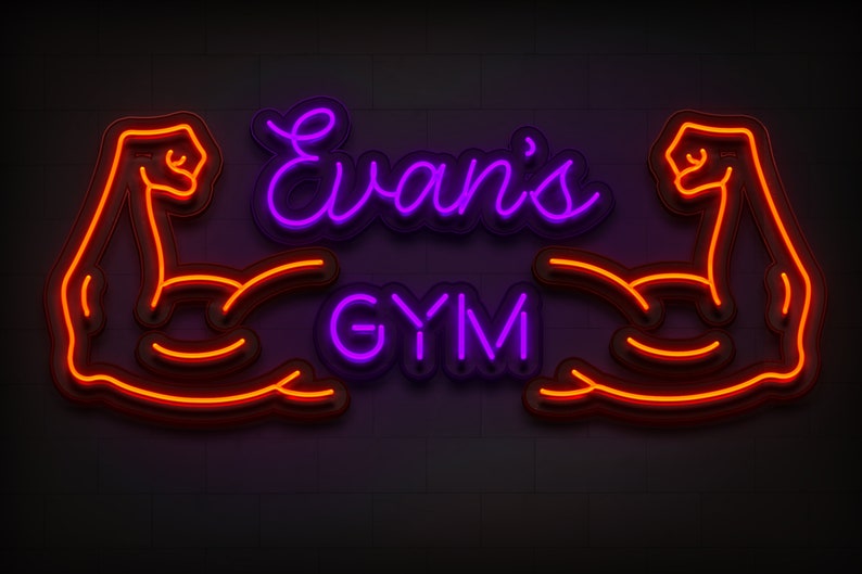 Muscle Neon Sign for Gym With Name, Wall Sign, Neon Lights
