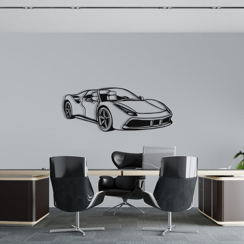 Ferrari Sports Car Metal Wall Art Decor, Metal Wall Art, Metal Wall Decor, Automotive(38×16)