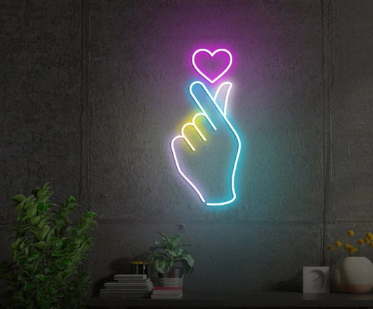 The Finger and Heart! Neon Sign For Decor