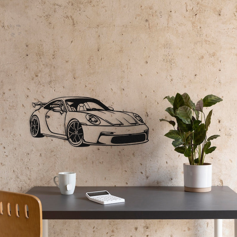 Porsche Sports Car Metal Wall Art Decor, Metal Wall Art, Metal Wall Decor, Automotive(38×16)