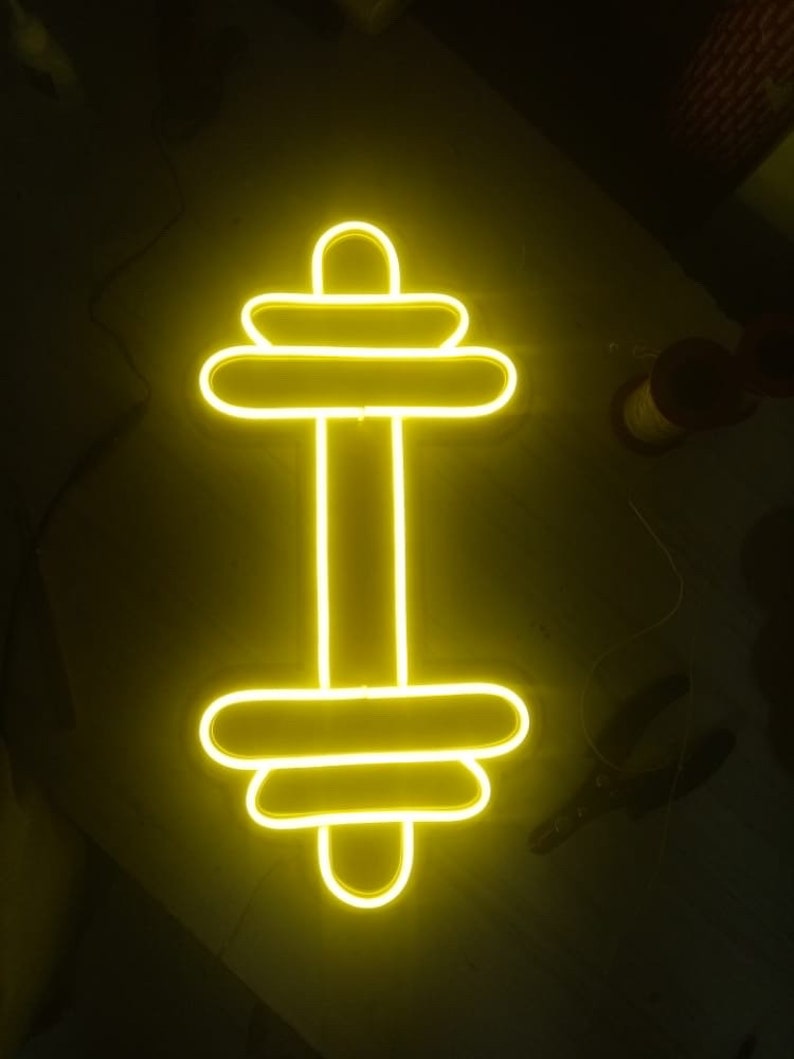 Neon Barbell/Dumbbell Neon Sign, Gym Wall Hanging