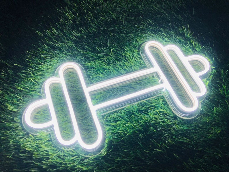 Neon Barbell/Dumbbell Neon Sign, Gym Wall Hanging