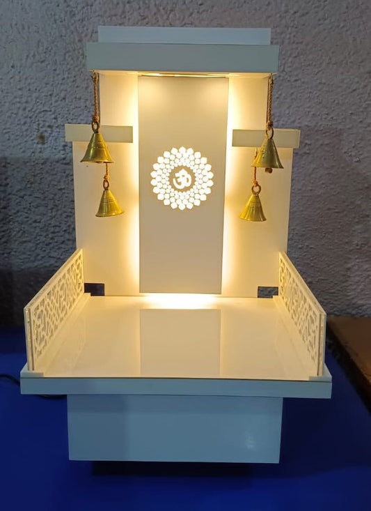 Pooja Mandir Wooden Temple White LED Light for Home and Office(