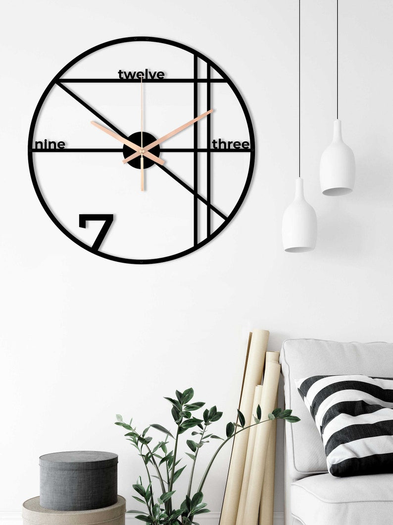 Modern Metal Wall Clock, Minimalist Large Wall Clock