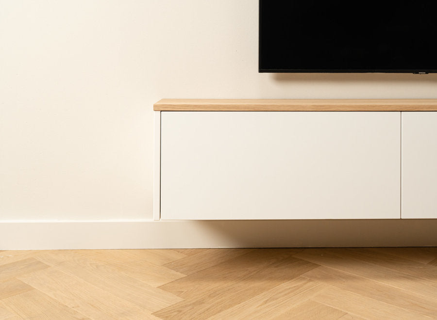 Modern Floating TV Cabinet with Minimalist Design and Natural Wood Finish – Perfect for Living Rooms