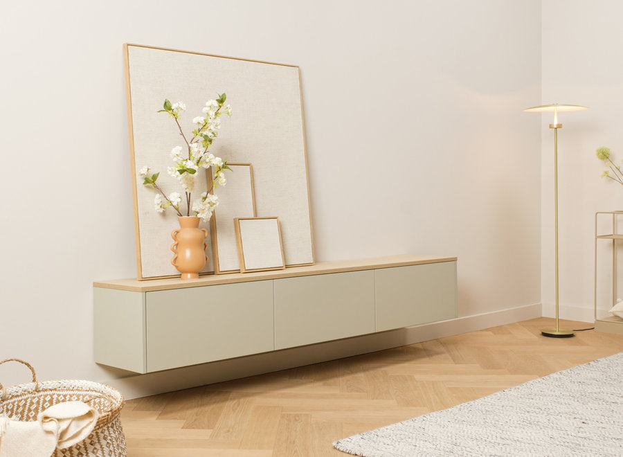 (Exclusive) - Floating TV Cabinet Unit With Drawers Peach Colour