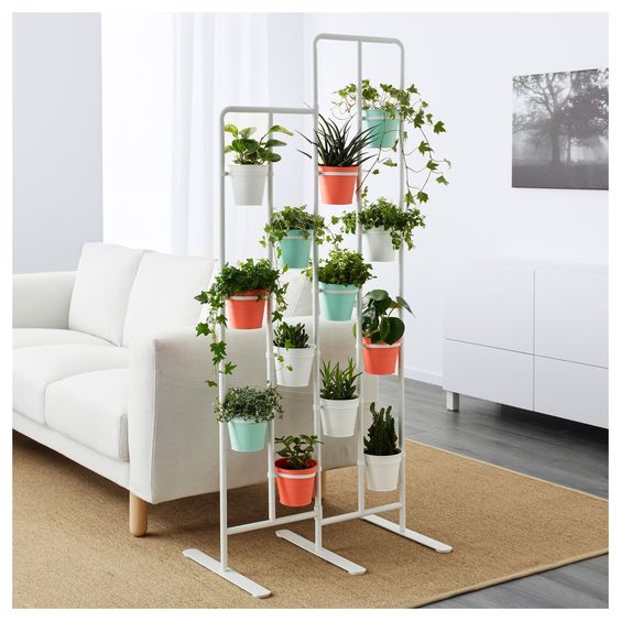 Metal Plant Stand Wall Partition White